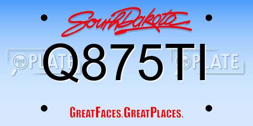 Q875TI South Dakota License Plate