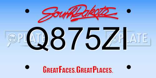 Q875ZI South Dakota License Plate