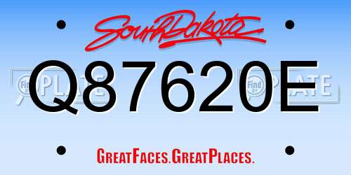 Q87620E South Dakota License Plate