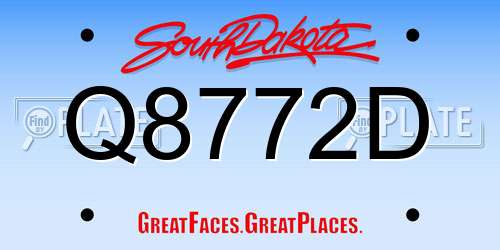 Q8772D South Dakota License Plate