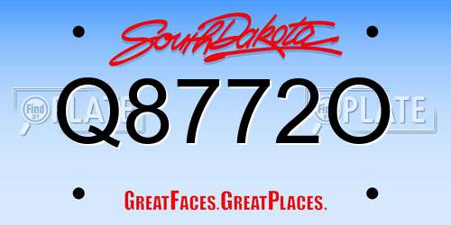 Q8772O South Dakota License Plate