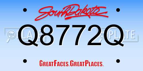 Q8772Q South Dakota License Plate
