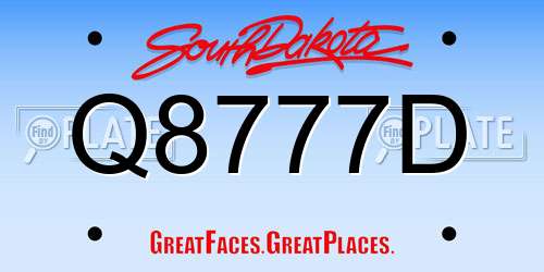 Q8777D South Dakota License Plate