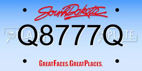 Q8777Q South Dakota License Plate