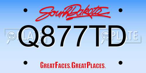 Q877TD South Dakota License Plate