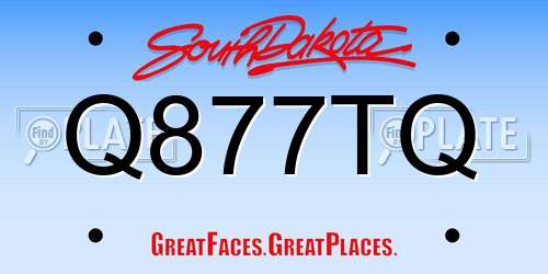 Q877TQ South Dakota License Plate