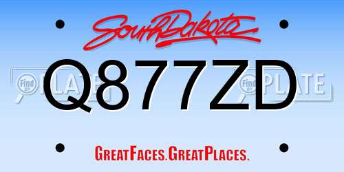 Q877ZD South Dakota License Plate