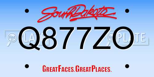 Q877ZO South Dakota License Plate