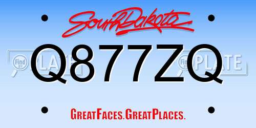 Q877ZQ South Dakota License Plate