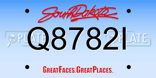 Q8782I South Dakota License Plate