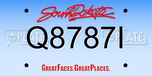Q8787I South Dakota License Plate