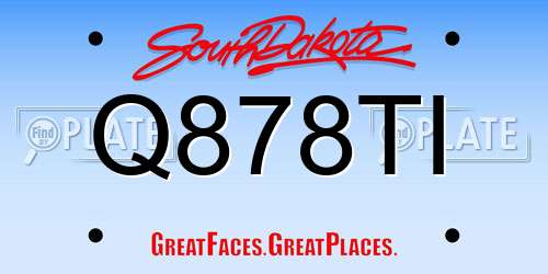 Q878TI South Dakota License Plate