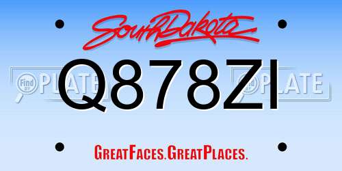 Q878ZI South Dakota License Plate