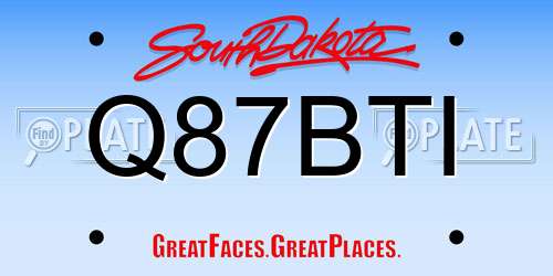 Q87BTI South Dakota License Plate