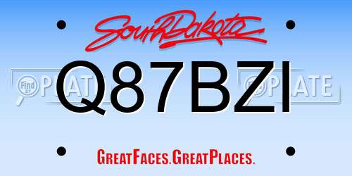 Q87BZI South Dakota License Plate