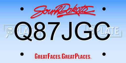 Q87JGC South Dakota License Plate