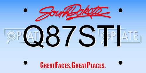 Q87STI South Dakota License Plate