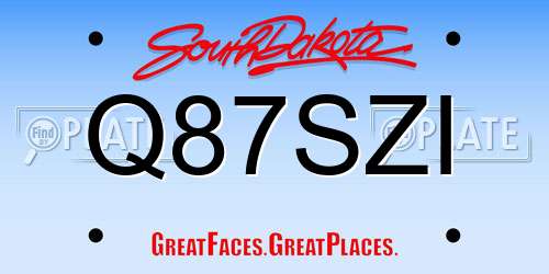 Q87SZI South Dakota License Plate