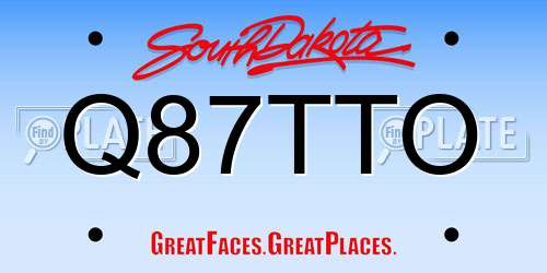 Q87TTO South Dakota License Plate