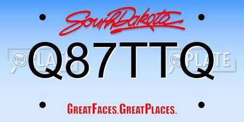 Q87TTQ South Dakota License Plate