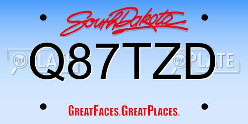 Q87TZD South Dakota License Plate