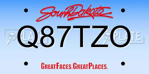 Q87TZO South Dakota License Plate