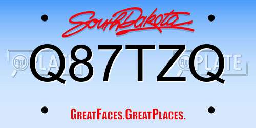 Q87TZQ South Dakota License Plate