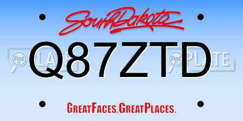 Q87ZTD South Dakota License Plate