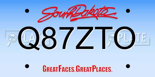 Q87ZTO South Dakota License Plate