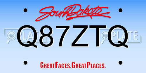 Q87ZTQ South Dakota License Plate