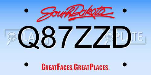 Q87ZZD South Dakota License Plate