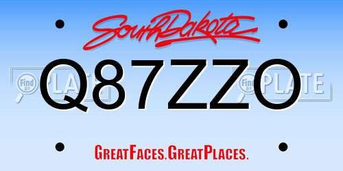 Q87ZZO South Dakota License Plate