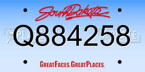 Q884258 South Dakota License Plate