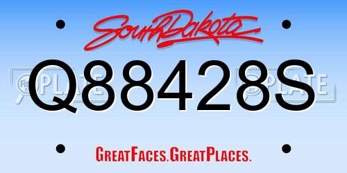 Q88428S South Dakota License Plate