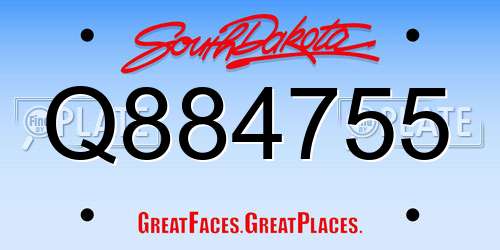Q884755 South Dakota License Plate