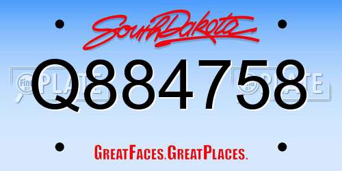 Q884758 South Dakota License Plate