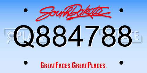 Q884788 South Dakota License Plate