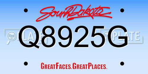 Q8925G South Dakota License Plate