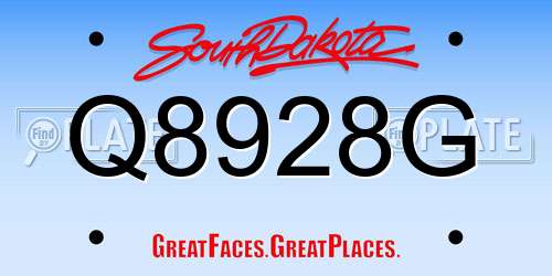 Q8928G South Dakota License Plate