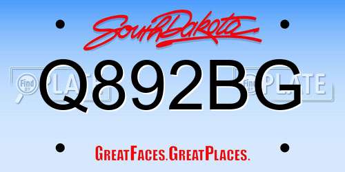 Q892BG South Dakota License Plate