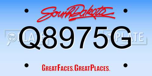 Q8975G South Dakota License Plate