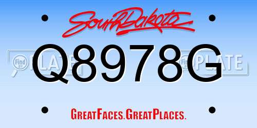 Q8978G South Dakota License Plate