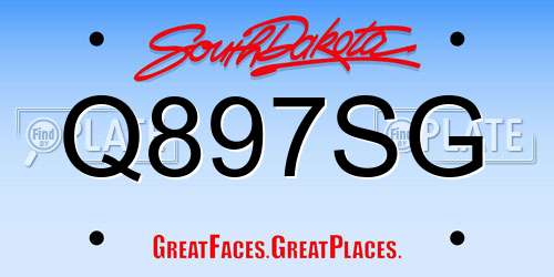 Q897SG South Dakota License Plate