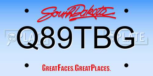 Q89TBG South Dakota License Plate