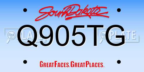 Q905TG South Dakota License Plate