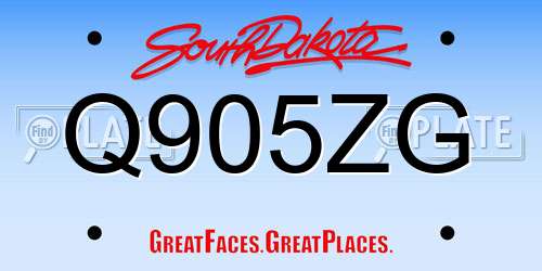 Q905ZG South Dakota License Plate