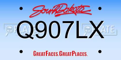 Q907LX South Dakota License Plate