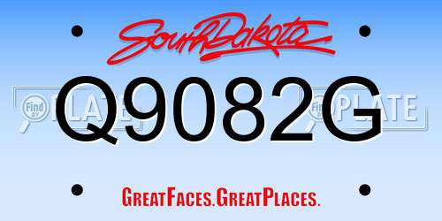 Q9082G South Dakota License Plate