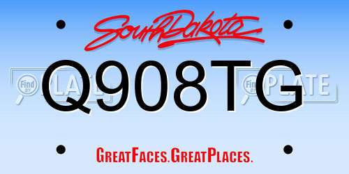 Q908TG South Dakota License Plate
