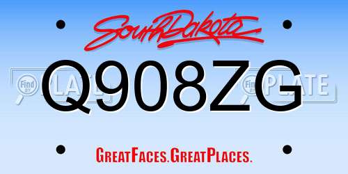 Q908ZG South Dakota License Plate